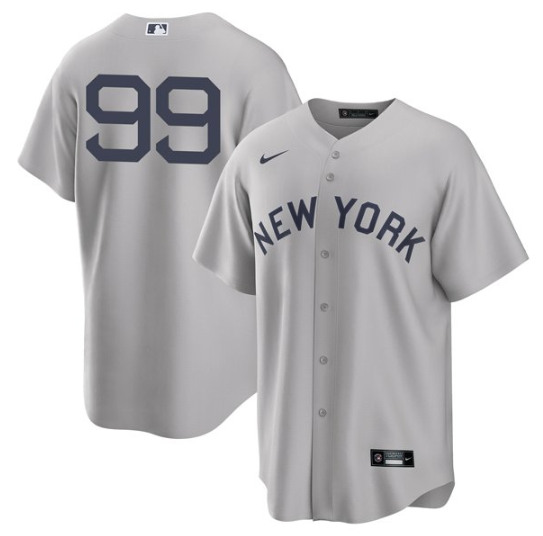 Men's New York Yankees #99 Aaron Judge 2021 Gray Field of Dreams Cool Base Stitched Baseball Jersey