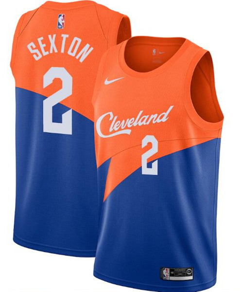 Men's Cleveland Cavaliers Orange &Blue #2 Collin Sexton City Edition Stitched NBA Jersey