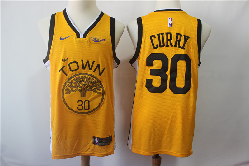 Men's Golden State Warriors #30 Stephen Curry Yellow 2018/19 Earned Edition Swingman Stitched NBA Jersey