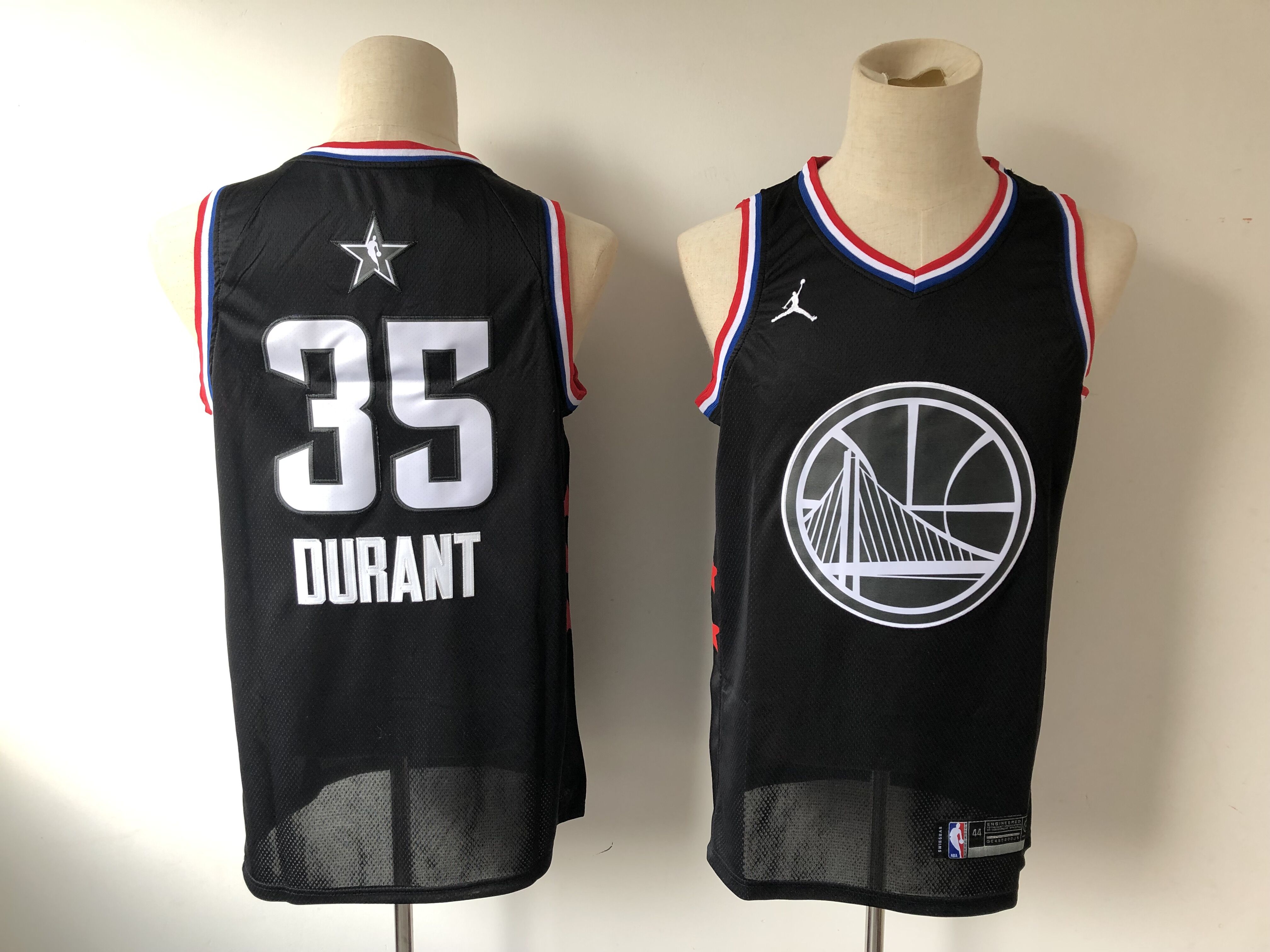 Men's Golden State Warriors #35 Kevin Durant Black 2019 All Star Stitched NBA Jersey