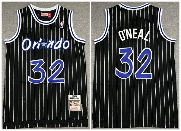 Men's Orlando Magic #32 Shaquille O'Neal Black Throwback Stitched NBA Jersey