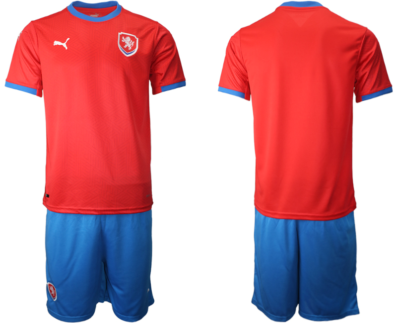 Men's Czech Republic Custom Euro 2021 Soccer Jersey and Shorts (Check description if you want Women or Youth size)