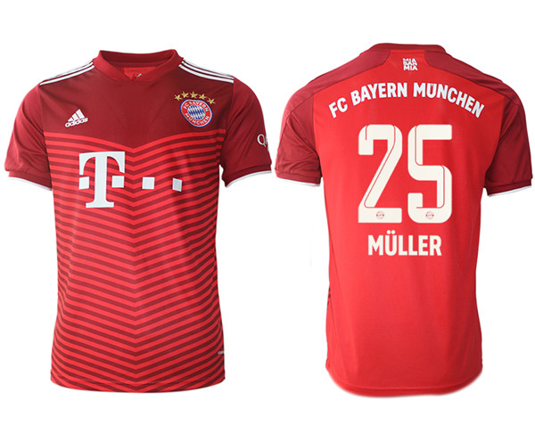 Men's FC Bayern München #25 Thomas Müller Red Home Soccer Jersey