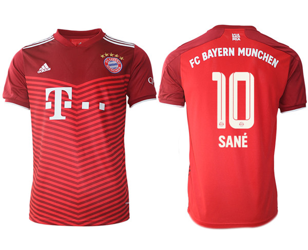 Men's FC Bayern München #10 Leroy Sané Red Home Soccer Jersey