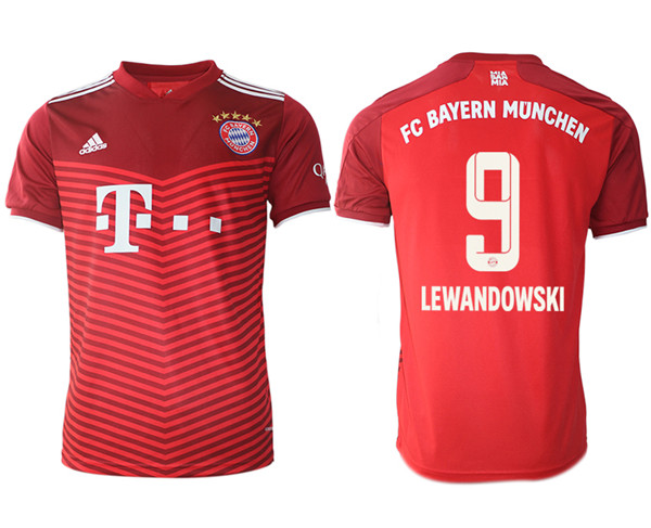 Men's FC Bayern München #9 Robert Lewandowski Red Home Soccer Jersey