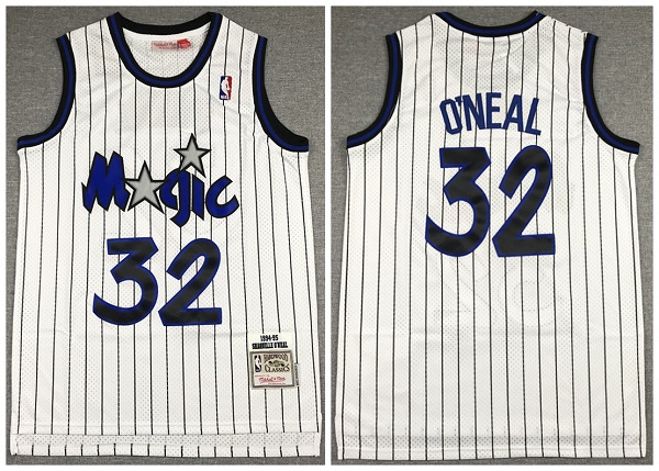 Men's Orlando Magic #32 Shaquille O'Neal White Throwback Stitched NBA Jersey