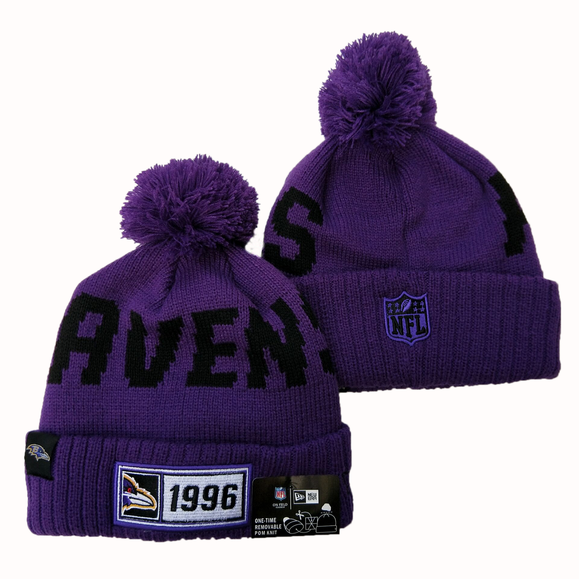 NFL Baltimore Ravens New Era 2019 Sideline Road Reverse Sport Knit Hats 047