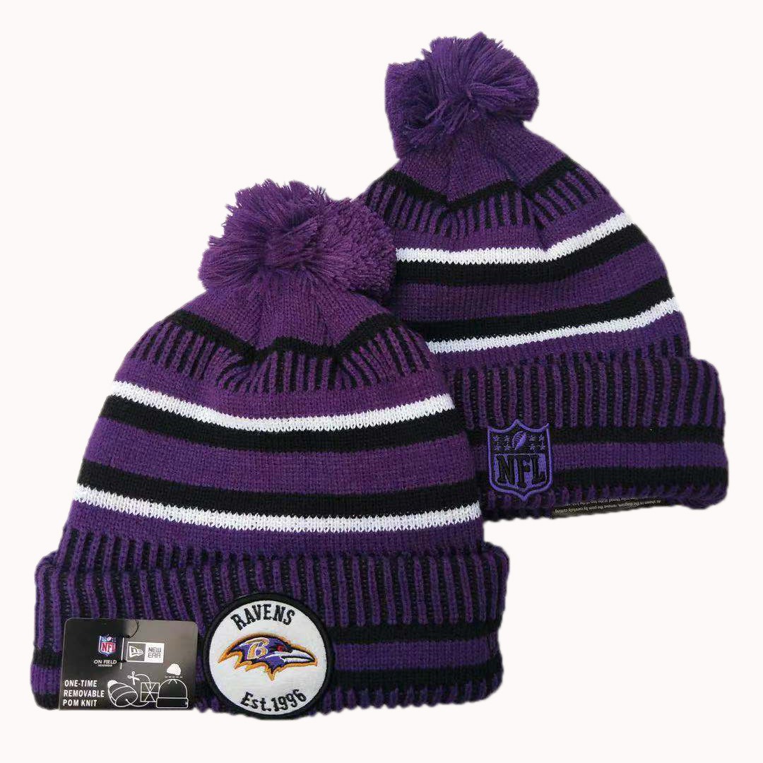 NFL Baltimore Ravens New Era 2019 Sideline Road Reverse Sport Knit Hats 046