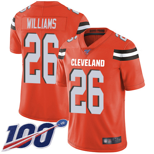 Men's Cleveland Browns #26 Greedy Williams 2019 Orange 100th Season Vapor Untouchable Limited Stitched NFL Jersey