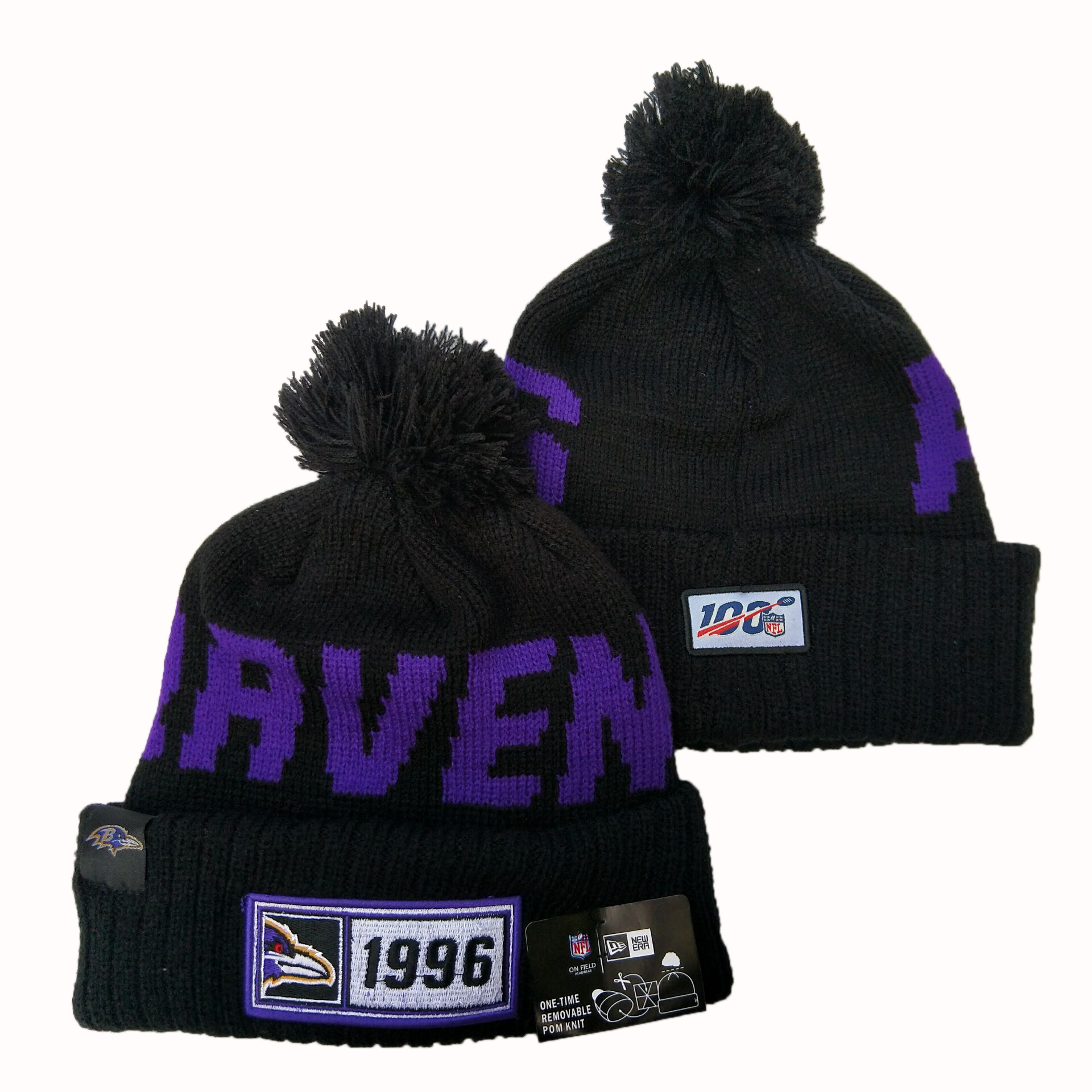 NFL Baltimore Ravens New Era 2019 Sideline Road Reverse Sport Knit Hats 048