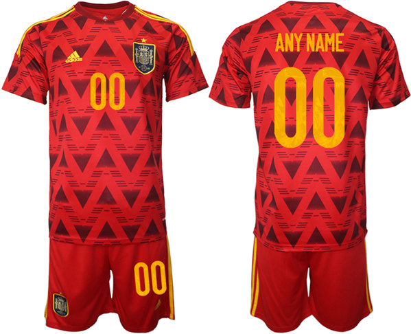 Men's Spain Custom Red Home Soccer Jersey Suit