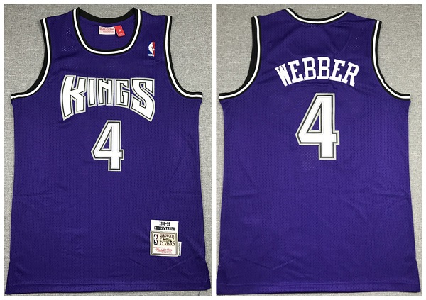 Men's Sacramento Kings #4 Chris Webber Purple Throwback Stitched NBA Jersey