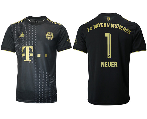 Men's FC Bayern München #1 Neuer Black Away Soccer Jersey