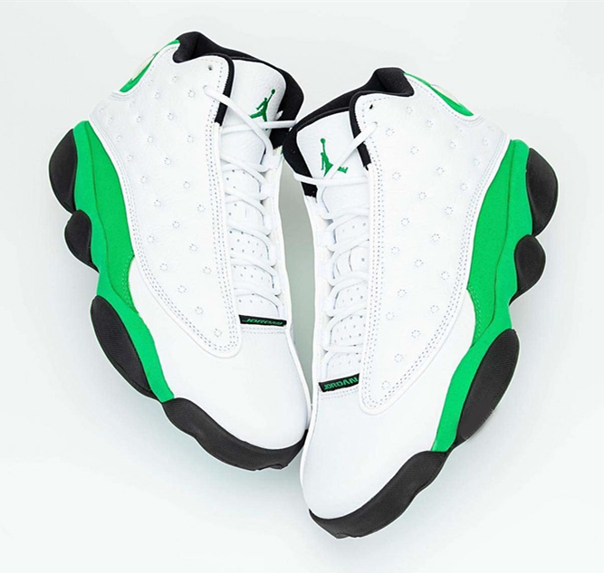 Men's Air Jordan AJ13 Retro Lucky Green White Shoes 202006106523