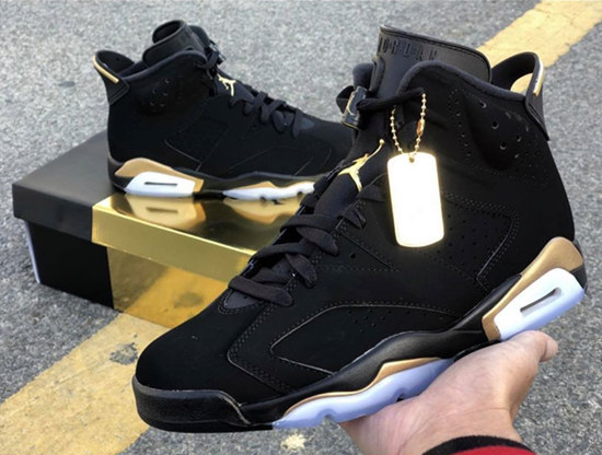 Men's Air Jordan AJ6 Black and Gold Shoes 2020017789
