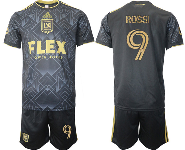 Men's Los Angeles Football Club #9 Rossi Black Soccer Jersey Suit