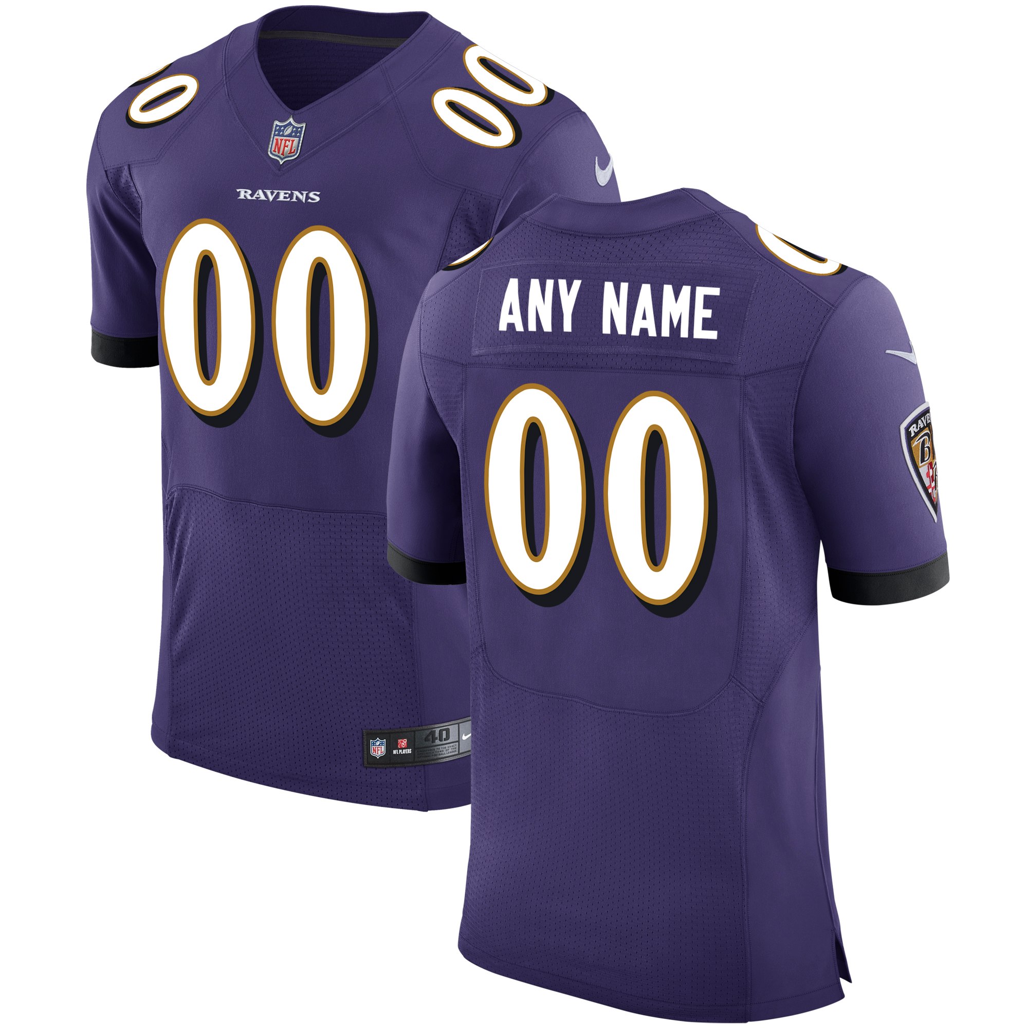 Men's Baltimore Ravens Purple Speed Machine Custom Elite Stitched NFL Jersey (Check description if you want Women or Youth size)