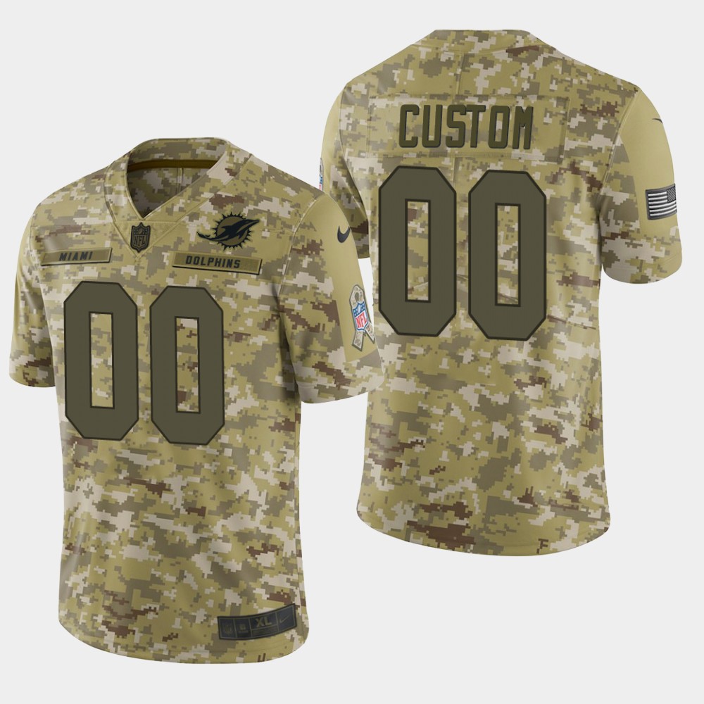 Men's Miami Dolphins Customized Camo Salute To Service NFL Stitched Limited Jersey (Check description if you want Women or Youth size)