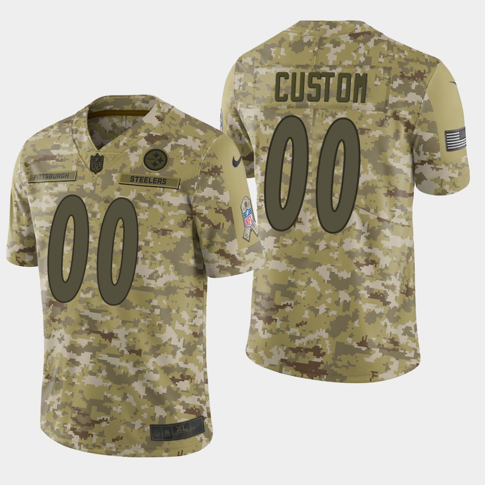 Men's Pittsburgh Steelers Customized Camo Salute To Service NFL Stitched Limited Jersey (Check description if you want Women or Youth size)