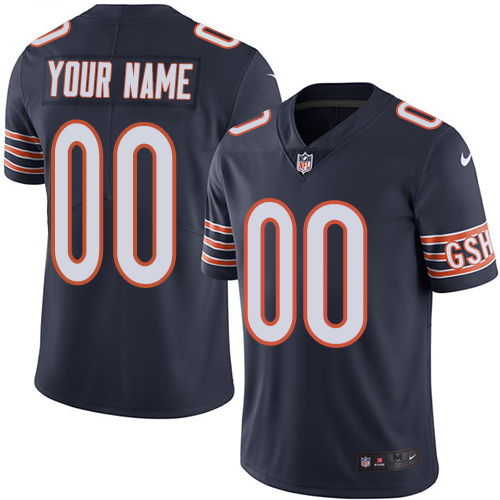 Men's Chicago Bears Customized Navy Blue Team Color Vapor Untouchable NFL Stitched Limited Jersey (Check description if you want Women or Youth size)