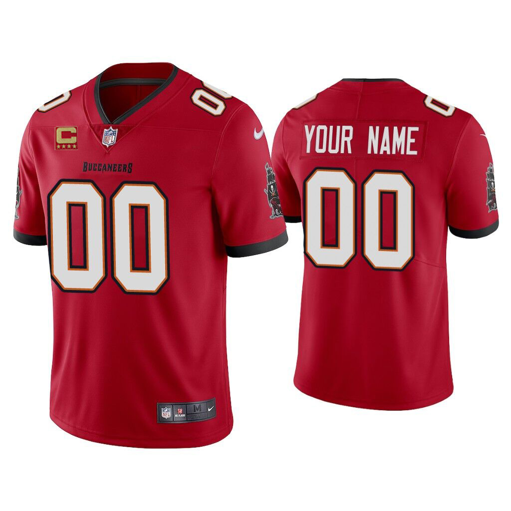 Men's Tampa Bay Buccaneers Customized 2020 With Captain Patch Red Vapor Untouchable Limited Stitched NFL Jersey (Check description if you want Women or Youth size)