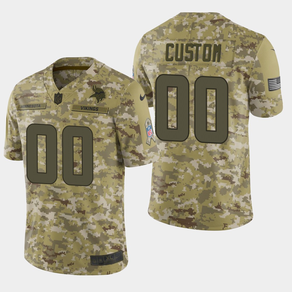 Men's Minnesota Vikings Customized Camo Salute To Service NFL Stitched Limited Jersey (Check description if you want Women or Youth size)