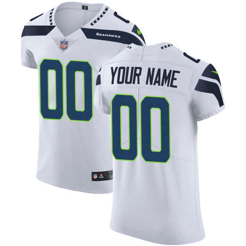 Men's Seattle Seahawks White Vapor Untouchable Custom Elite NFL Stitched Jersey (Check description if you want Women or Youth size)
