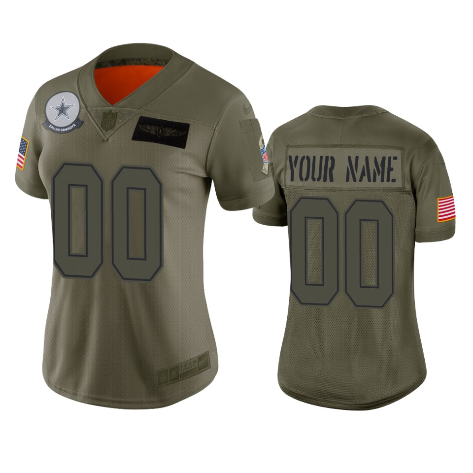 Women's Dallas Cowboys Customized 2019 Camo Salute To Service NFL Stitched Limited Jersey(Run Small）