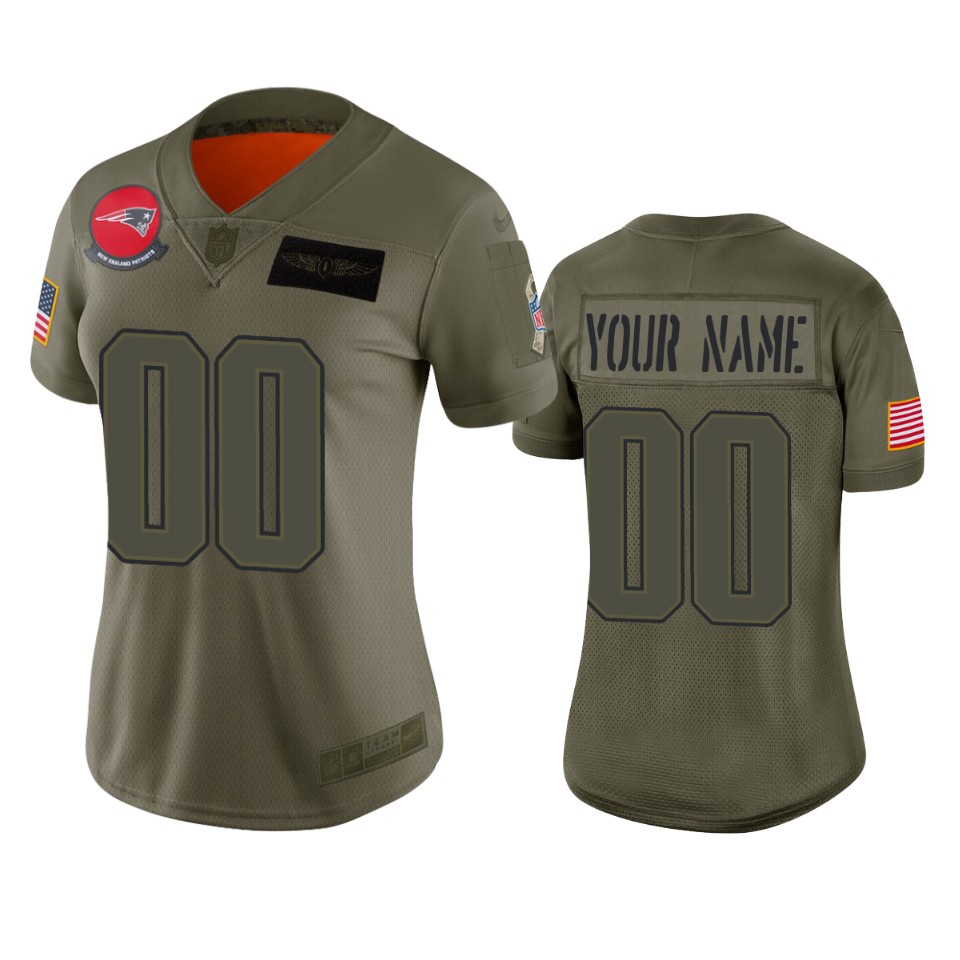 Women's New England Patriots Customized 2019 Camo Salute To Service NFL Stitched Limited Jersey(Run Small）