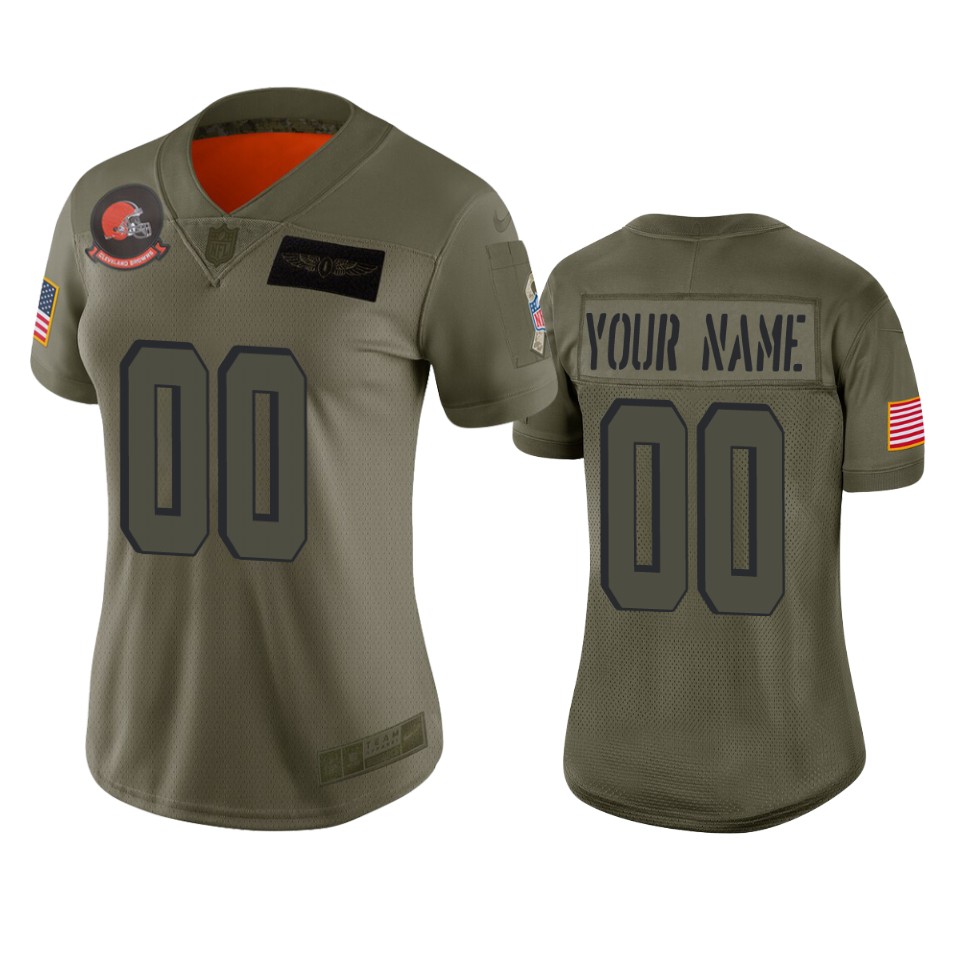 Women's Cleveland Browns Customized 2019 Camo Salute To Service NFL Stitched Limited Jersey（Run Small)