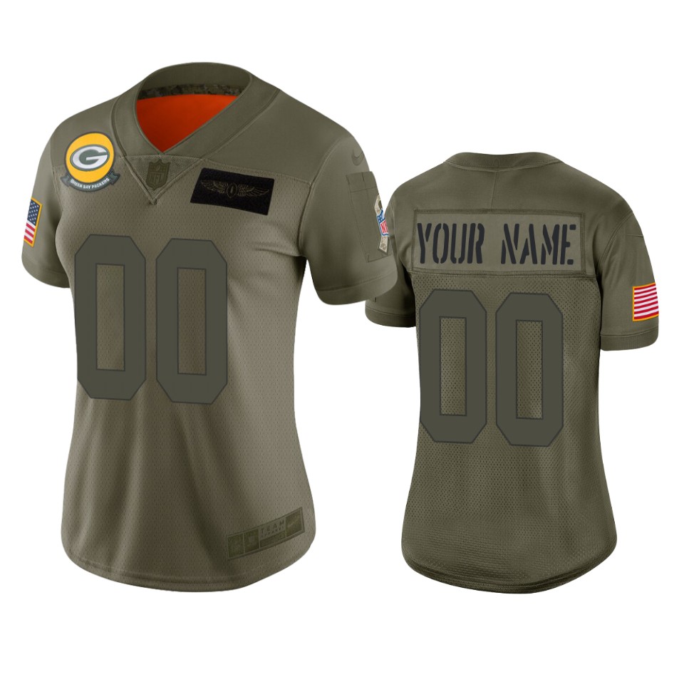 Women's Green Bay Packers Customized 2019 Camo Salute To Service NFL Stitched Limited Jersey(Run Small）