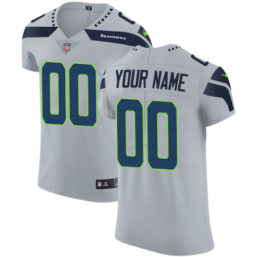 Men's Seattle Seahawks Grey Alternate Vapor Untouchable Custom Elite NFL Stitched Jersey (Check description if you want Women or Youth size)