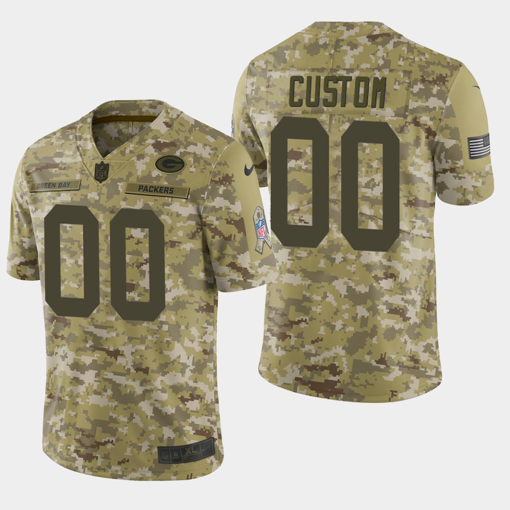 Men's Green Bay Packers Customized Camo Salute To Service NFL Stitched Limited Jersey (Check description if you want Women or Youth size)