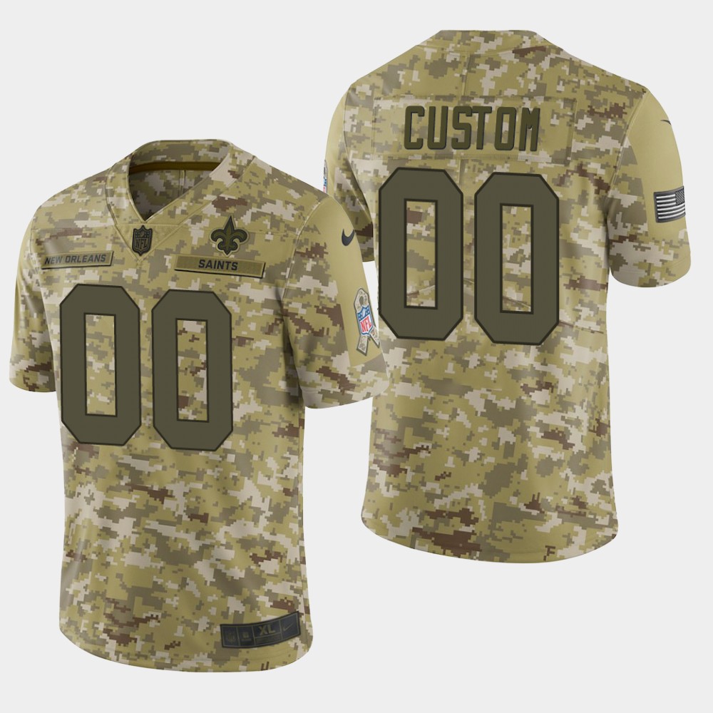 Men's New Orleans Saints Customized Camo Salute To Service NFL Stitched Limited Jersey (Check description if you want Women or Youth size)