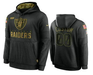 Men's Las Vegas Raiders ACTIVE PLAYER Custom 2020 Black Salute To Service Sideline Performance Pullover NFL Hoodie (Check description if you want Women or Youth size)