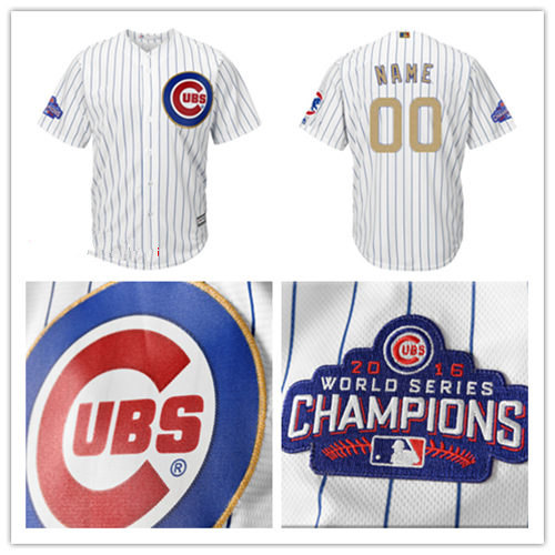 Cubs Personalized Authentic white jersey with gold letters MLB Stitched Jersey