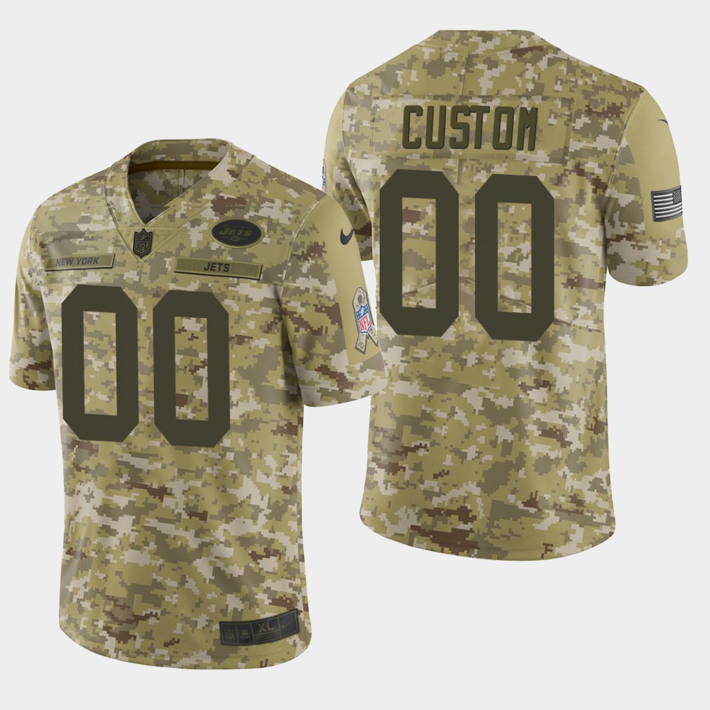 Men's New York Jets Customized Camo Salute To Service NFL Stitched Limited Jersey (Check description if you want Women or Youth size)