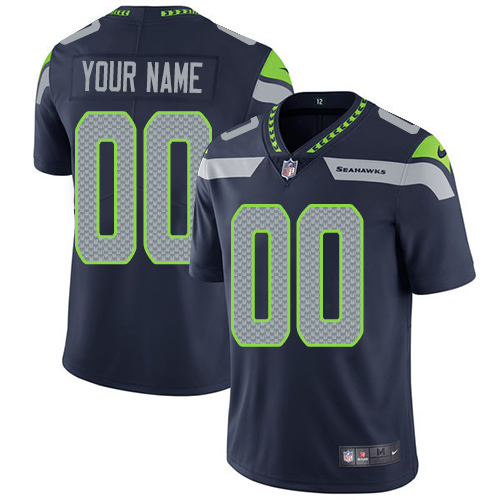 Women's Seattle Seahawks Customized Steel Blue Team Color Vapor Untouchable Limited Stitched NFL Jersey
