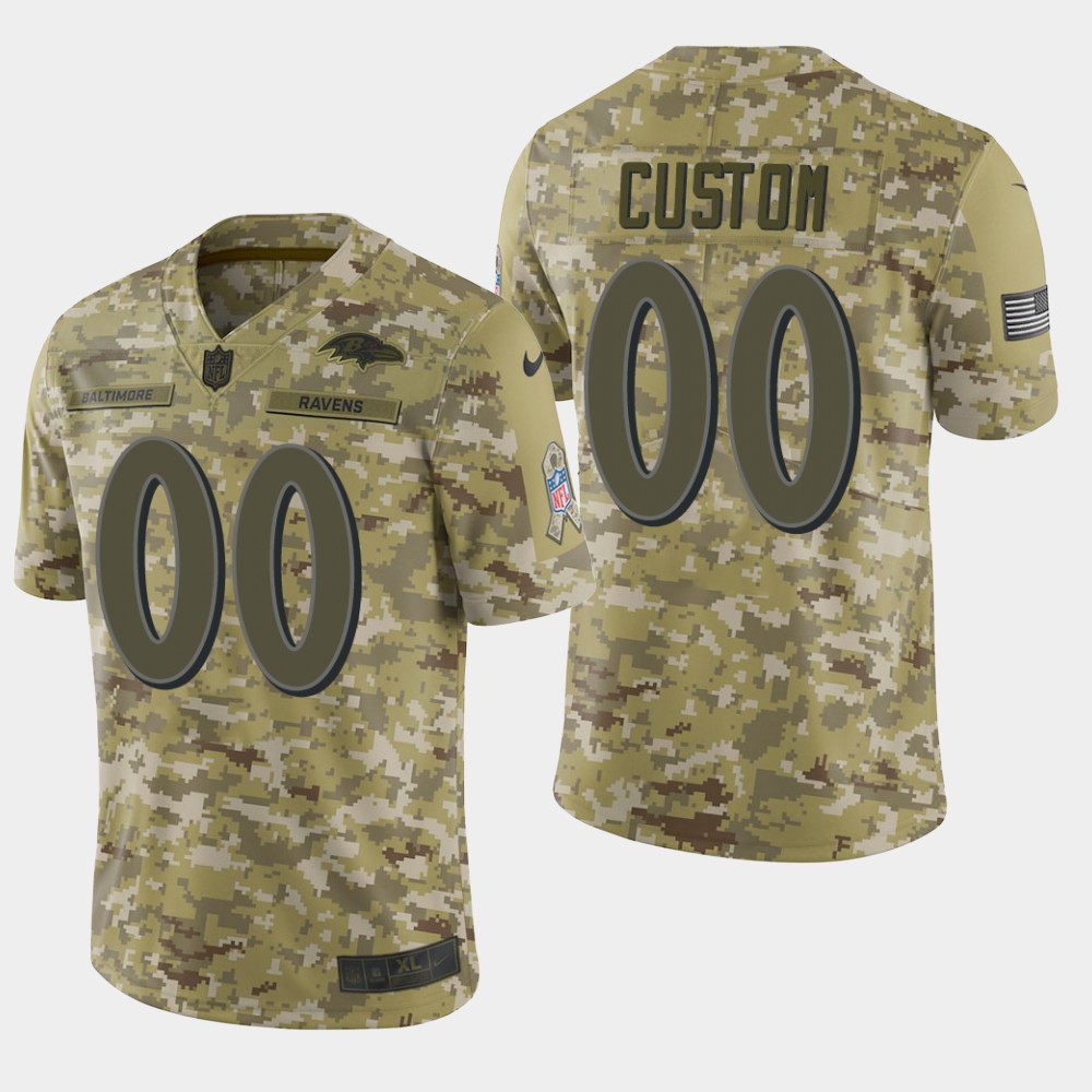 Men's Baltimore Ravens Customized Camo Salute To Service Limited Stitched NFL Jersey (Check description if you want Women or Youth size)