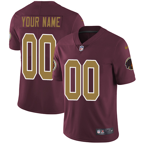 Men's Washington Redskins Customized Burgundy Red Alternate Vapor Untouchable Limited Stitched NFL Jersey (Check description if you want Women or Youth size)