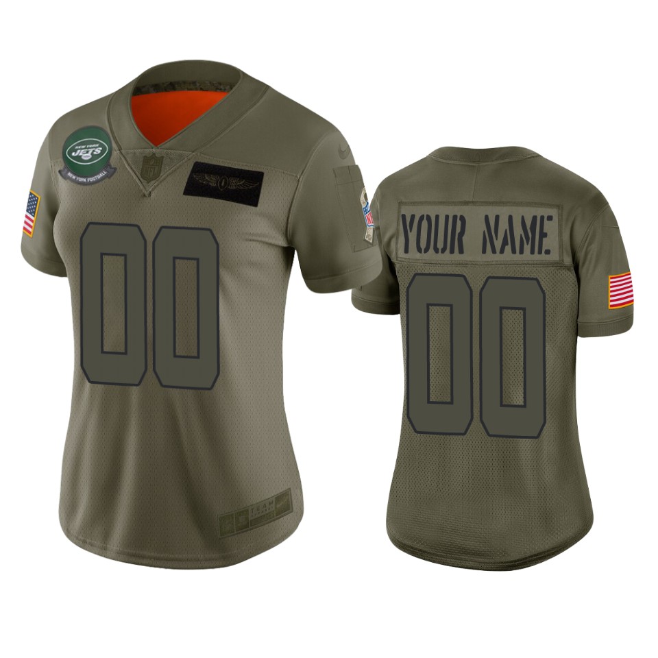 Women's New York Jets Customized 2019 Camo Salute To Service NFL Stitched Limited Jersey(Run Small）