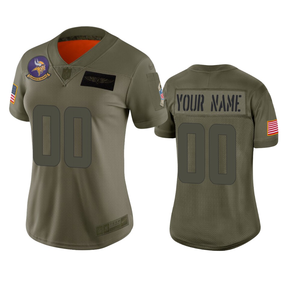Women's Minnesota Vikings Customized 2019 Camo Salute To Service NFL Stitched Limited Jersey(Run Small）