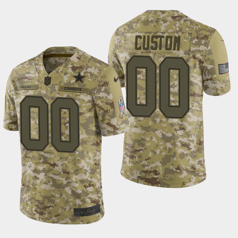 Men's Dallas Cowboys Customized Camo Salute To Service NFL Stitched Limited Jersey (Check description if you want Women or Youth size)