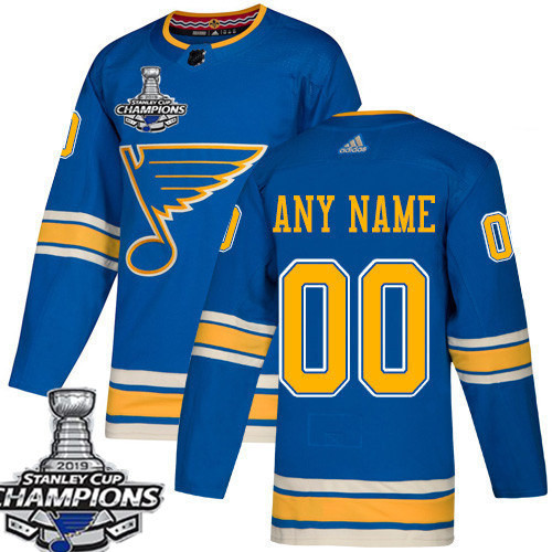 Men's St.louis Blues Blue 2019 Stanley Cup Champions Custom Name Number Size NHL Stitched Jersey