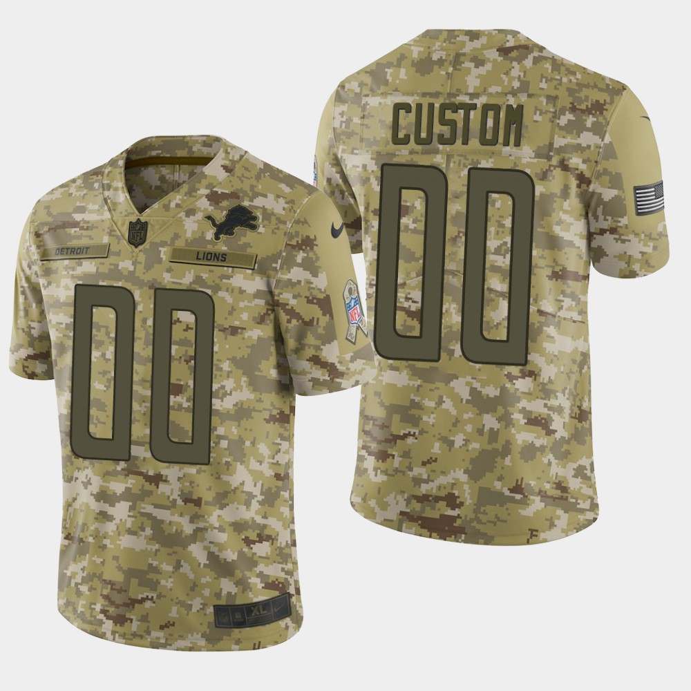 Men's Detroit Lions Customized Camo Salute To Service NFL Stitched Limited Jersey (Check description if you want Women or Youth size)