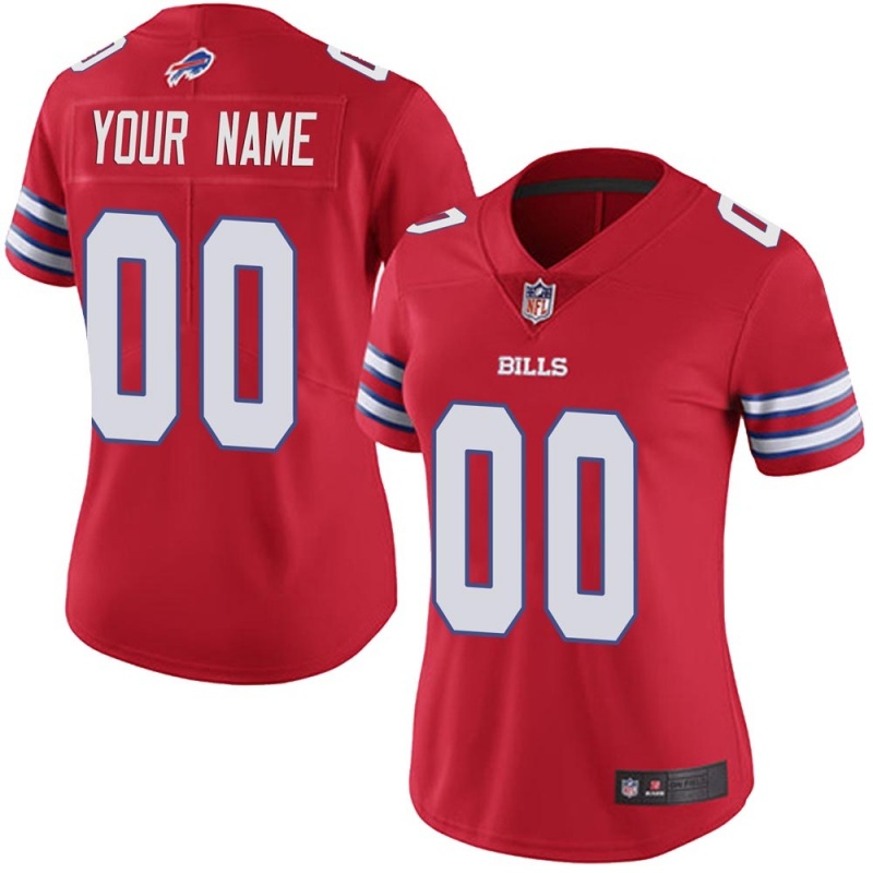 Women's Buffalo Bills Customized Red NFL Stitched Limited Jersey (Check description if you want Women or Youth size)