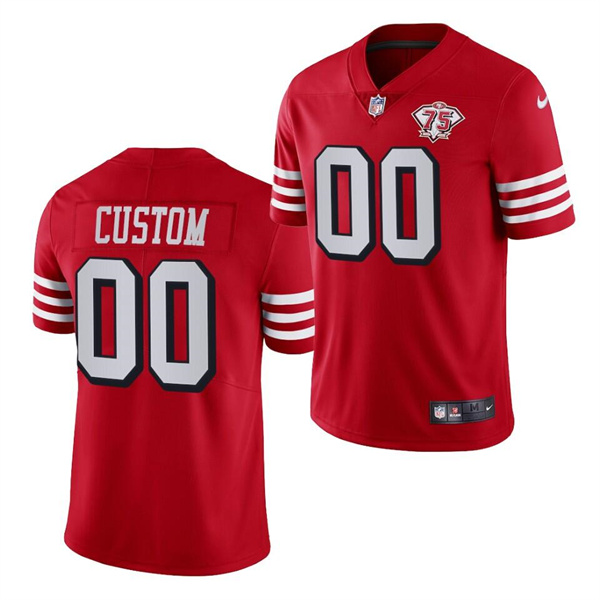 Men's San Francisco 49ers Red 75th Anniversary Throwback Vapor Limited Football Stitched Jersey (Check description if you want Women or Youth size)
