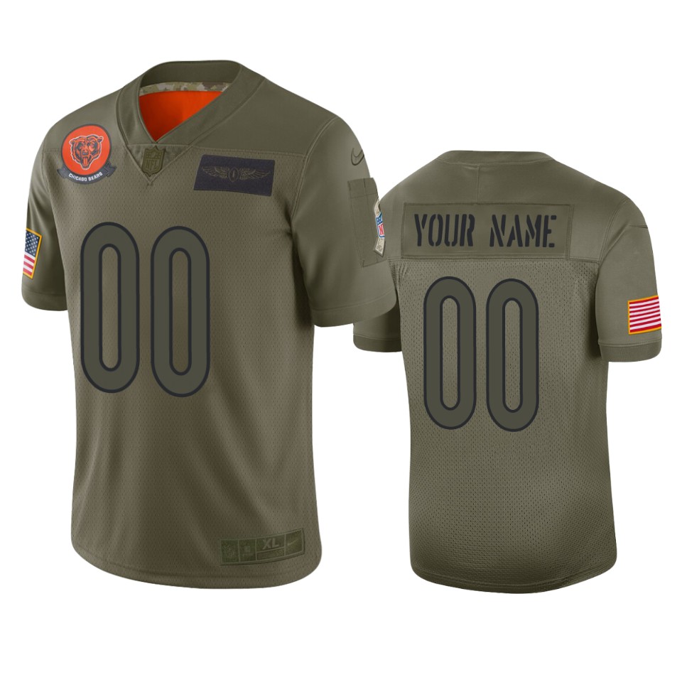 Men's Chicago Bears Customized 2019 Camo Salute To Service NFL Stitched Limited Jersey. (Check description if you want Women or Youth size)