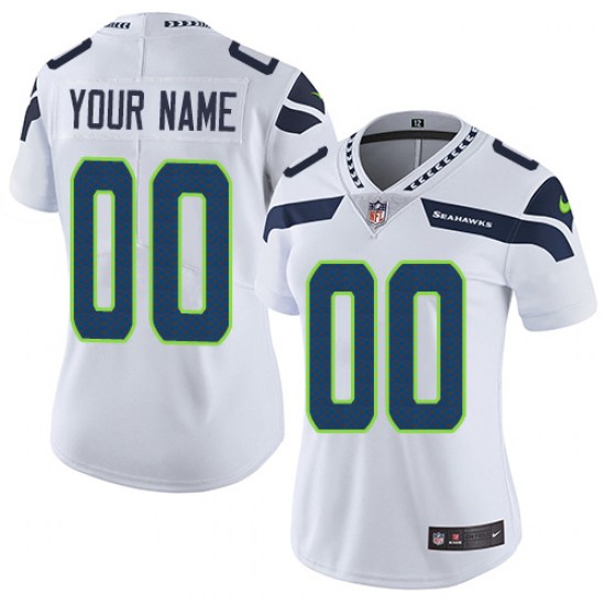 Women's Seattle Seahawks Customized White Vapor Untouchable Limited Stitched NFL Jersey(Run Small)