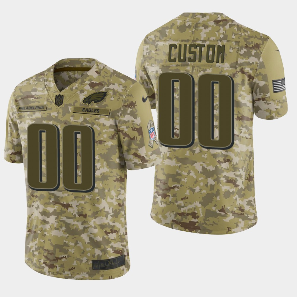 Men's Philadelphia Eagles Customized Camo Salute To Service NFL Stitched Limited Jersey (Check description if you want Women or Youth size)